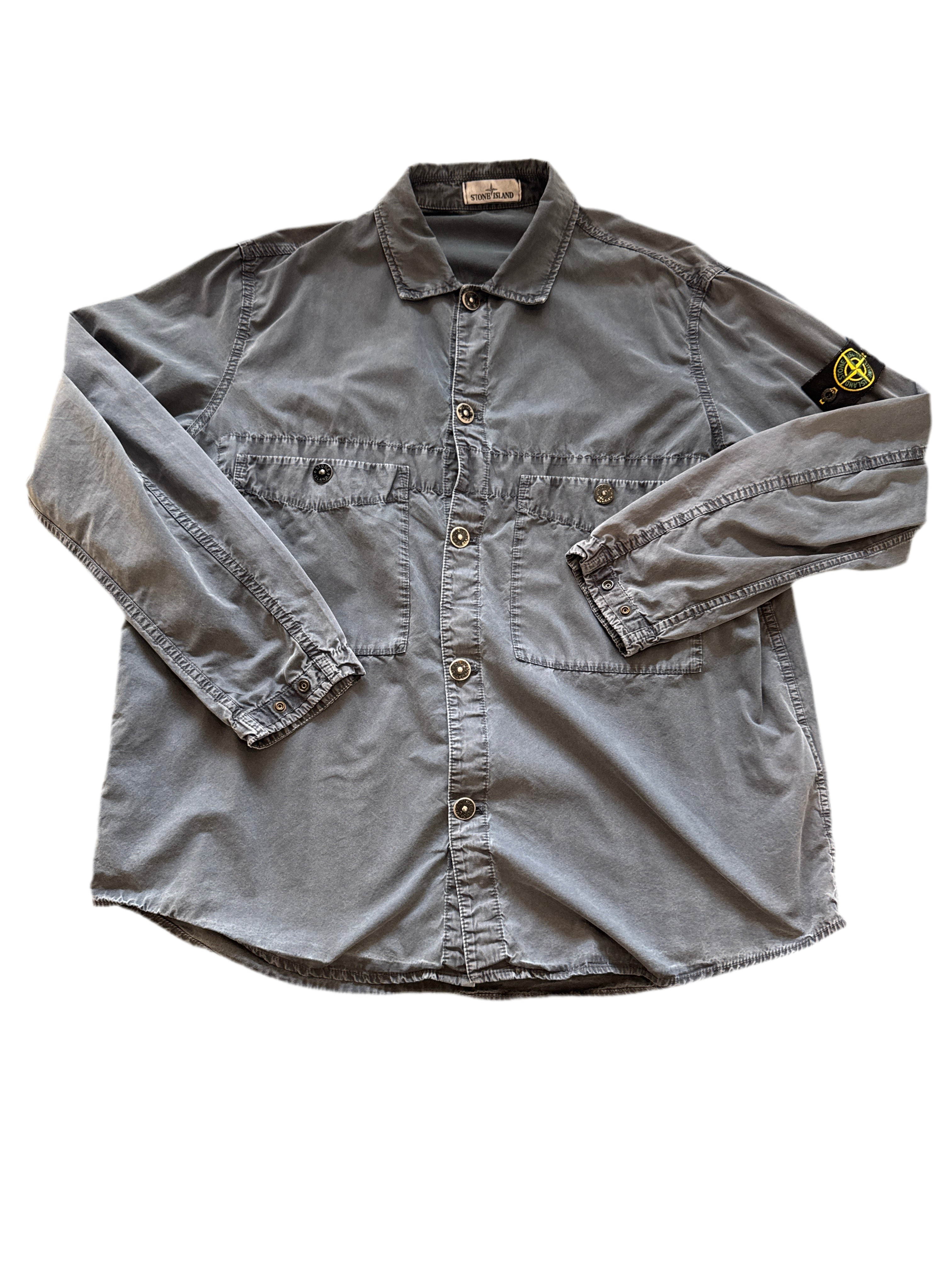 Stone Island Over Shirt Navy Faded Buttons